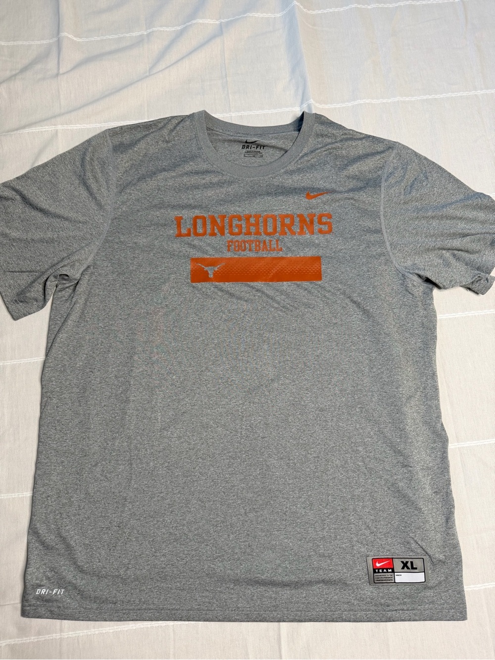 Nike Gray Short Sleeve Longhorns Football Tee with Orange Logo